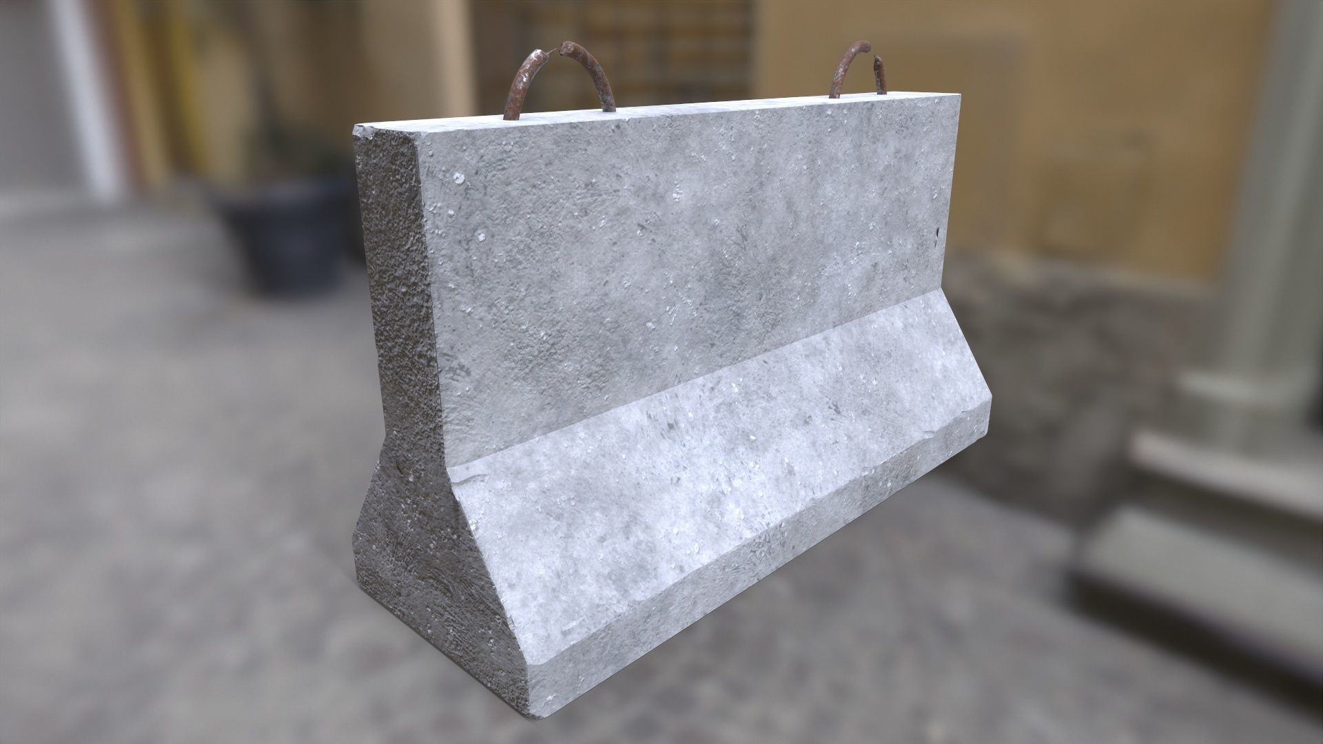 Concrete Barrier Low-poly 3D model_1