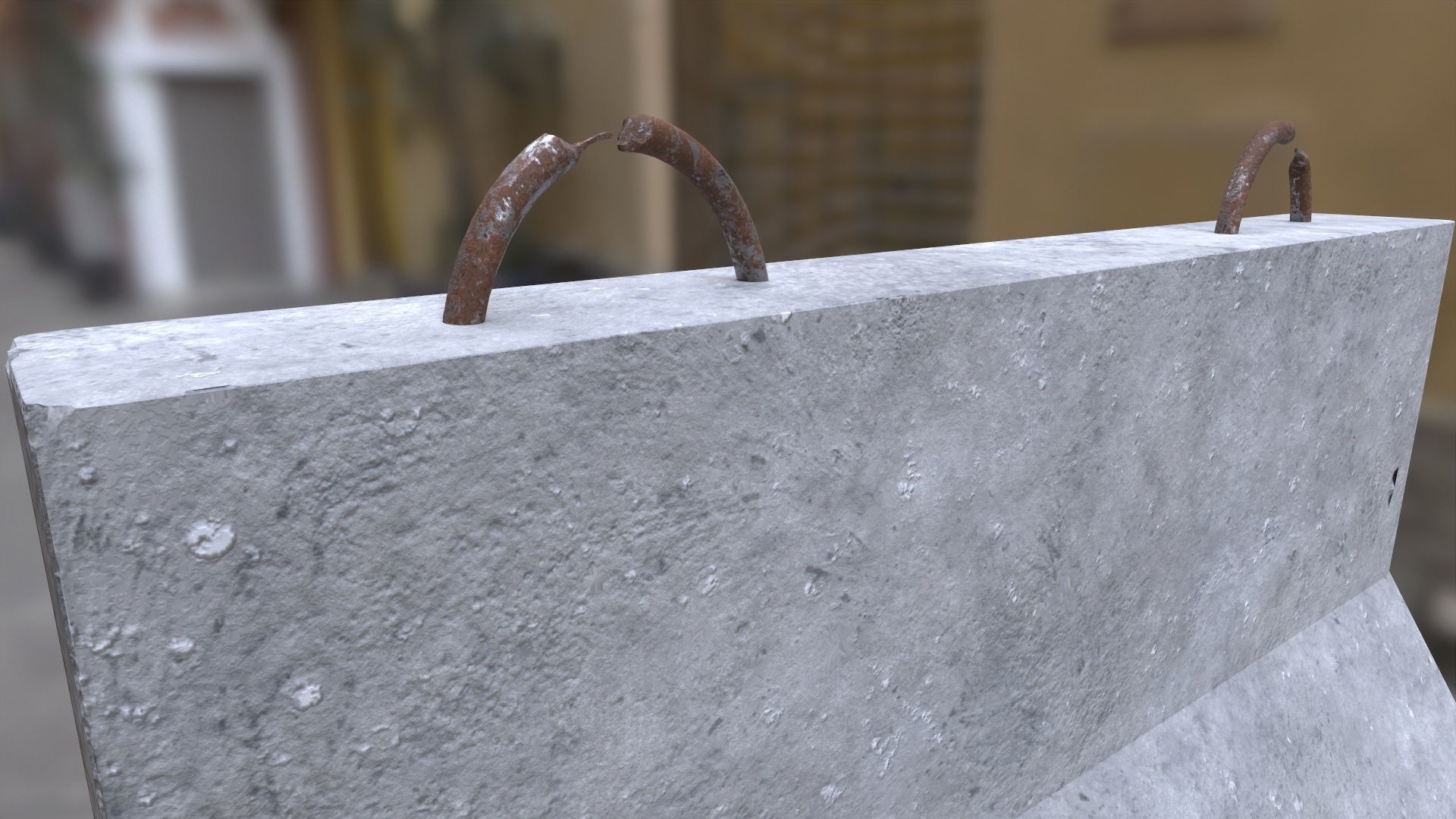 Concrete Barrier Low-poly 3D model_2