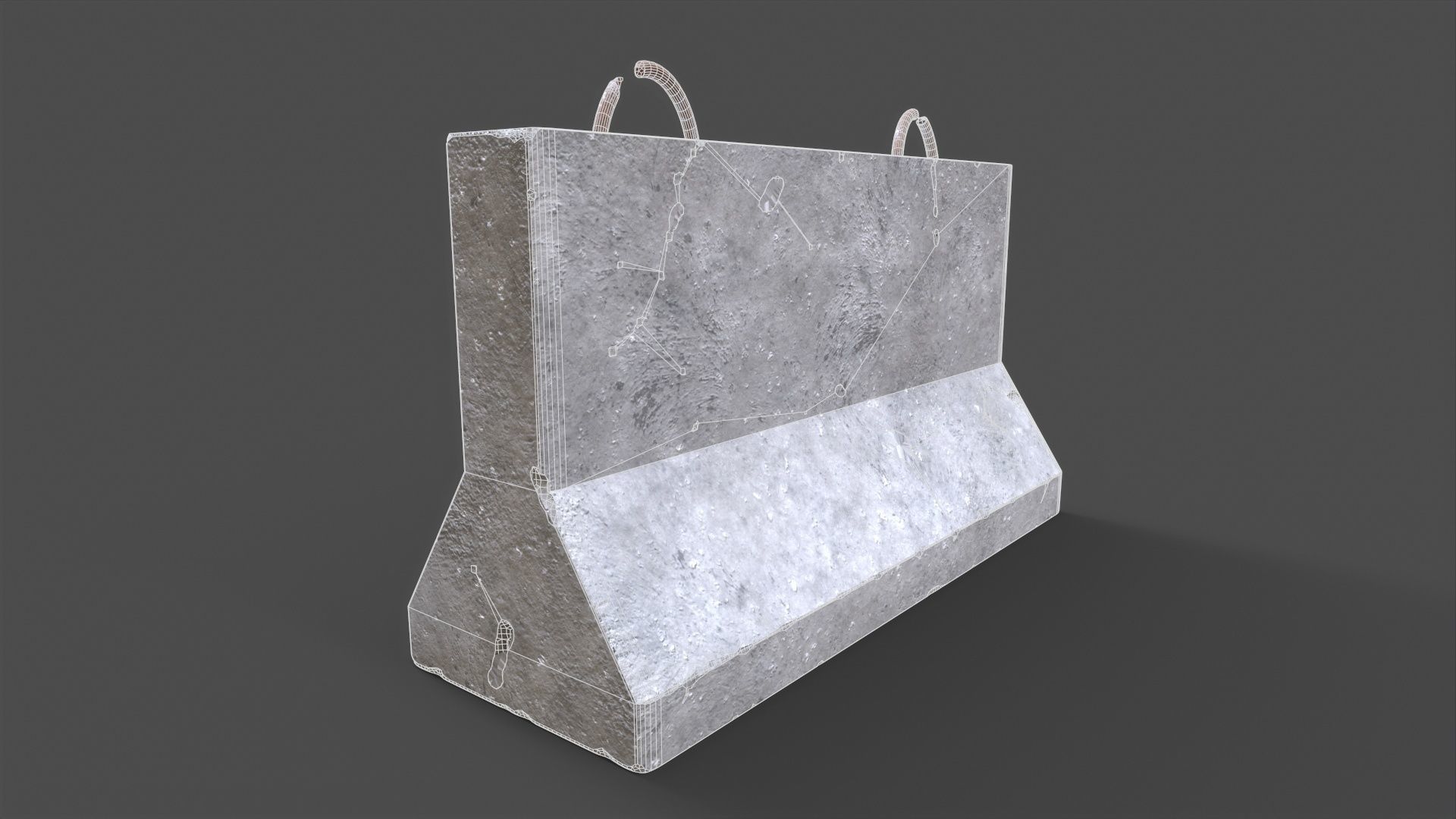 Concrete Barrier Low-poly 3D model_9