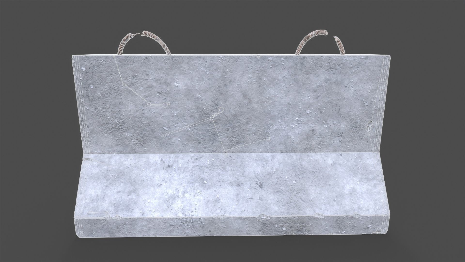Concrete Barrier Low-poly 3D model_7