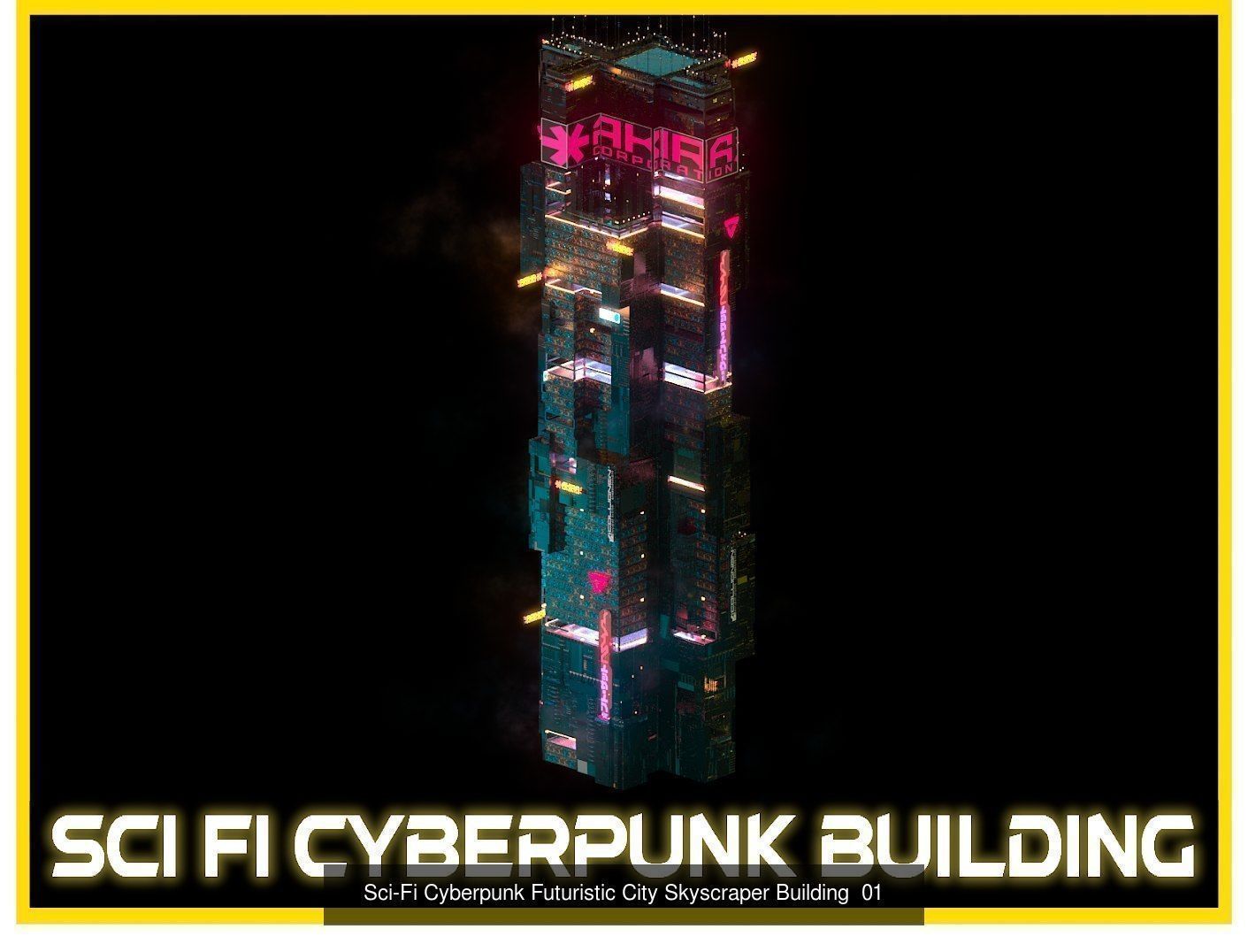 80 Unique Sci-Fi Cyberpunk City Skyscraper Building Pack Bundle 3D Model Collection_93