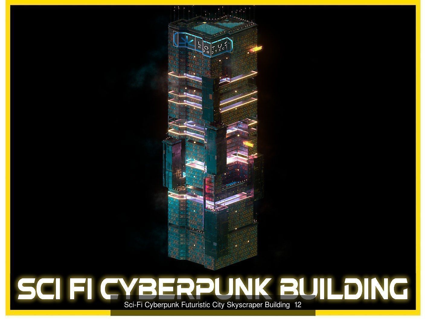 80 Unique Sci-Fi Cyberpunk City Skyscraper Building Pack Bundle 3D Model Collection_82