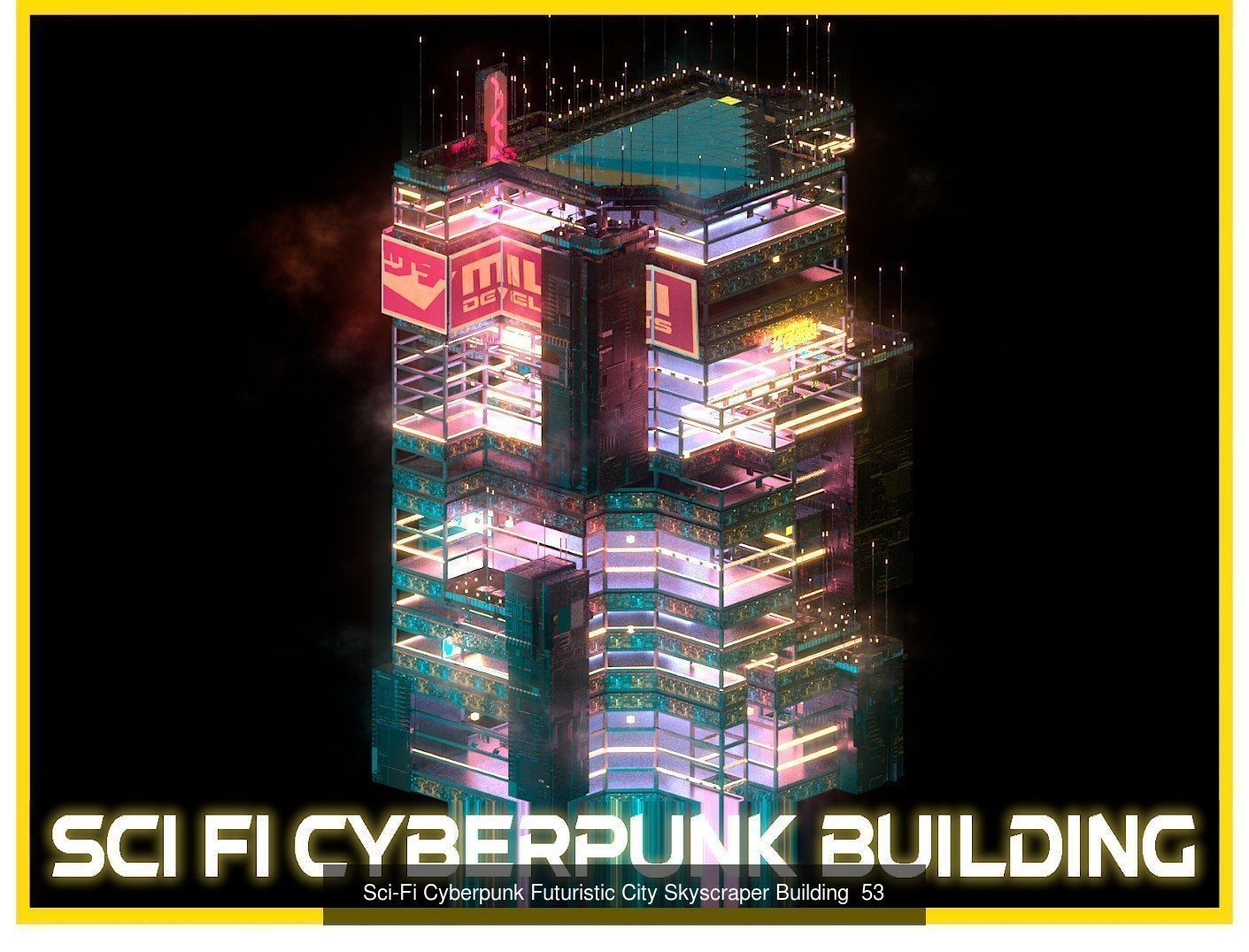 80 Unique Sci-Fi Cyberpunk City Skyscraper Building Pack Bundle 3D Model Collection_41
