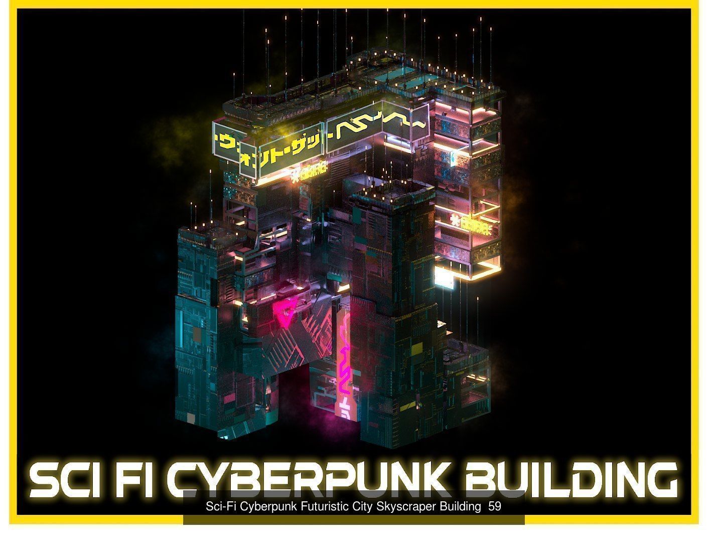 80 Unique Sci-Fi Cyberpunk City Skyscraper Building Pack Bundle 3D Model Collection_35