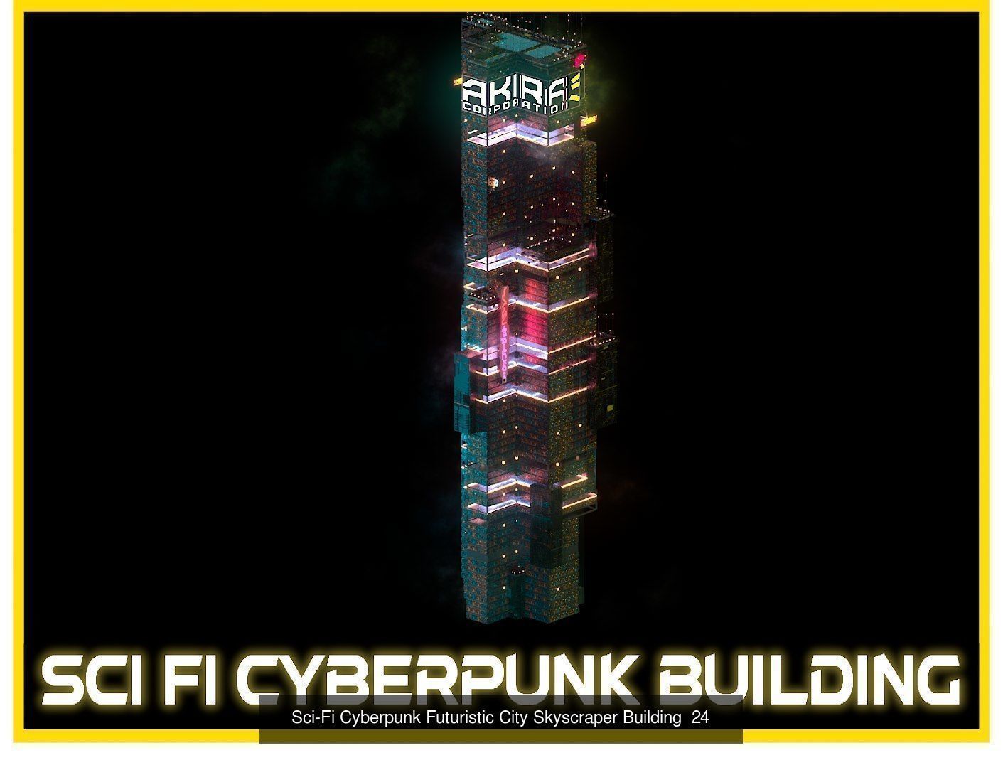80 Unique Sci-Fi Cyberpunk City Skyscraper Building Pack Bundle 3D Model Collection_70
