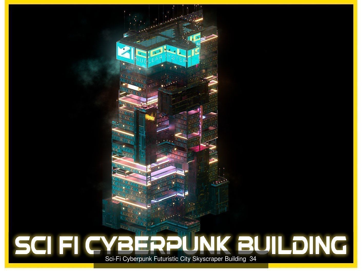 80 Unique Sci-Fi Cyberpunk City Skyscraper Building Pack Bundle 3D Model Collection_60