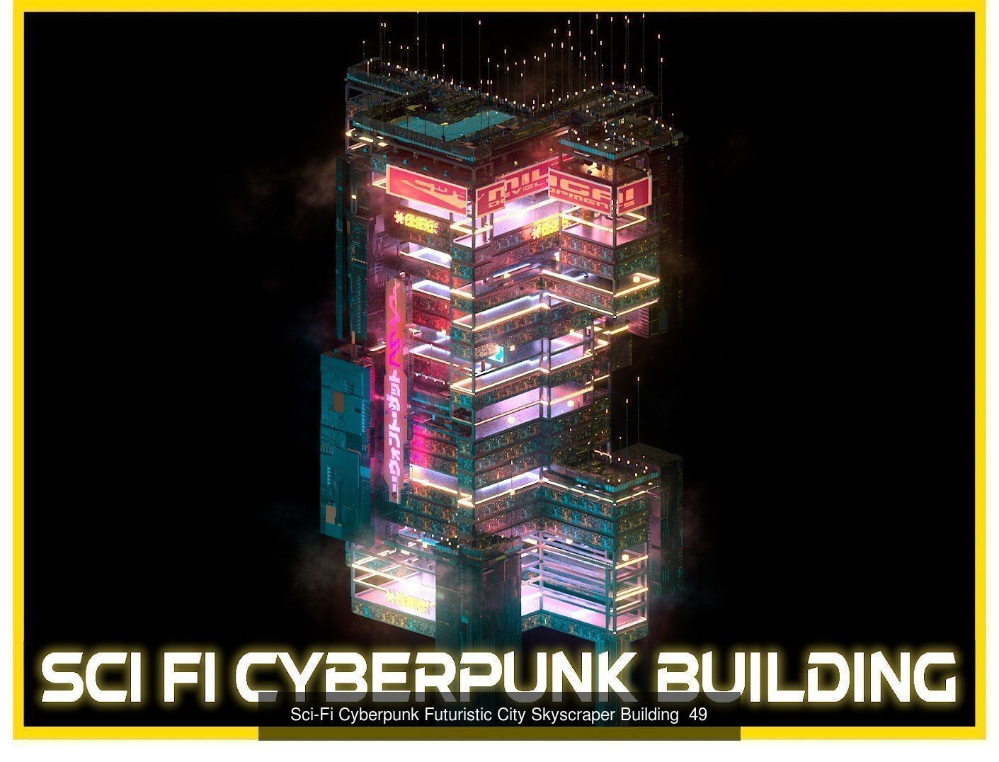 80 Unique Sci-Fi Cyberpunk City Skyscraper Building Pack Bundle 3D Model Collection_45