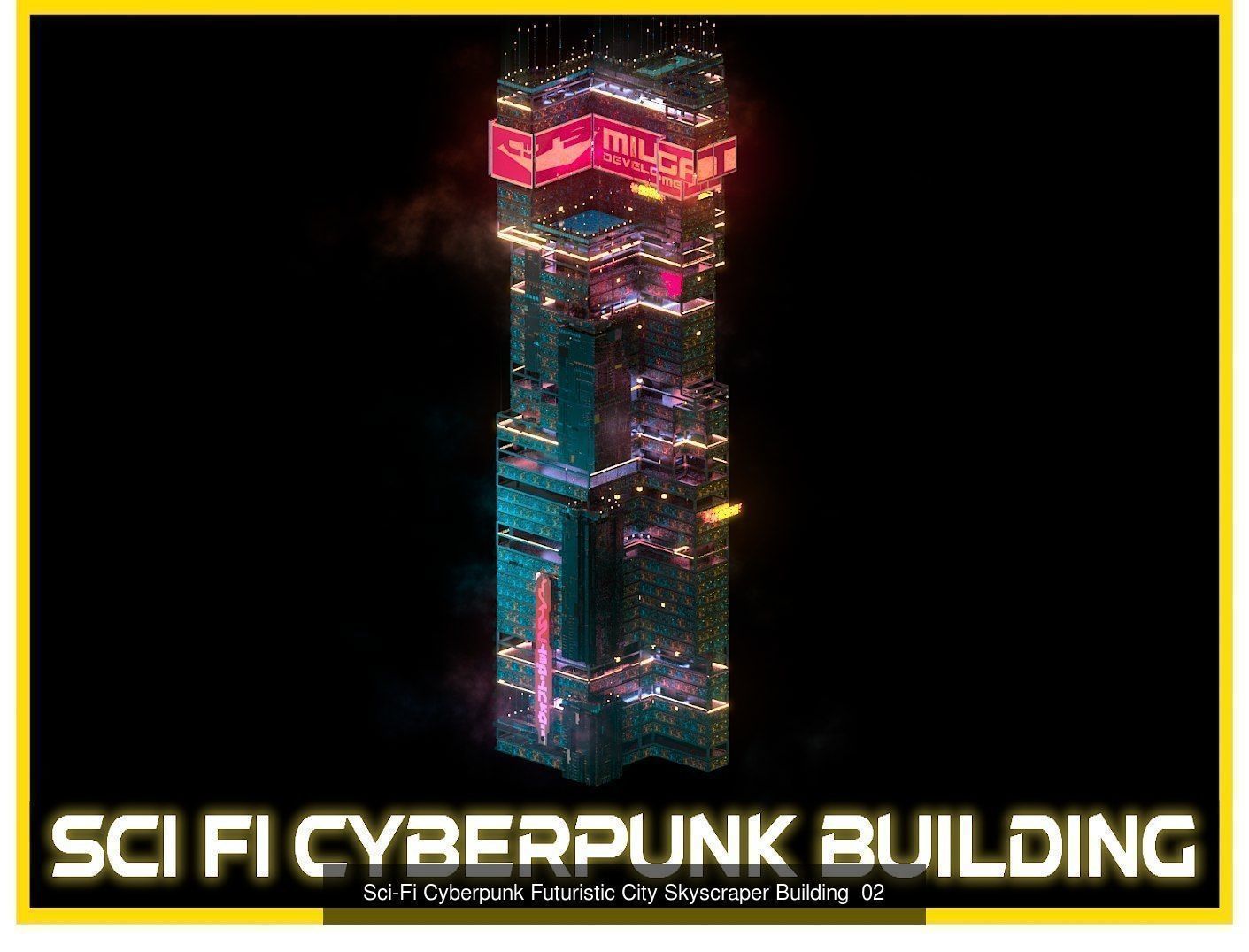 80 Unique Sci-Fi Cyberpunk City Skyscraper Building Pack Bundle 3D Model Collection_92
