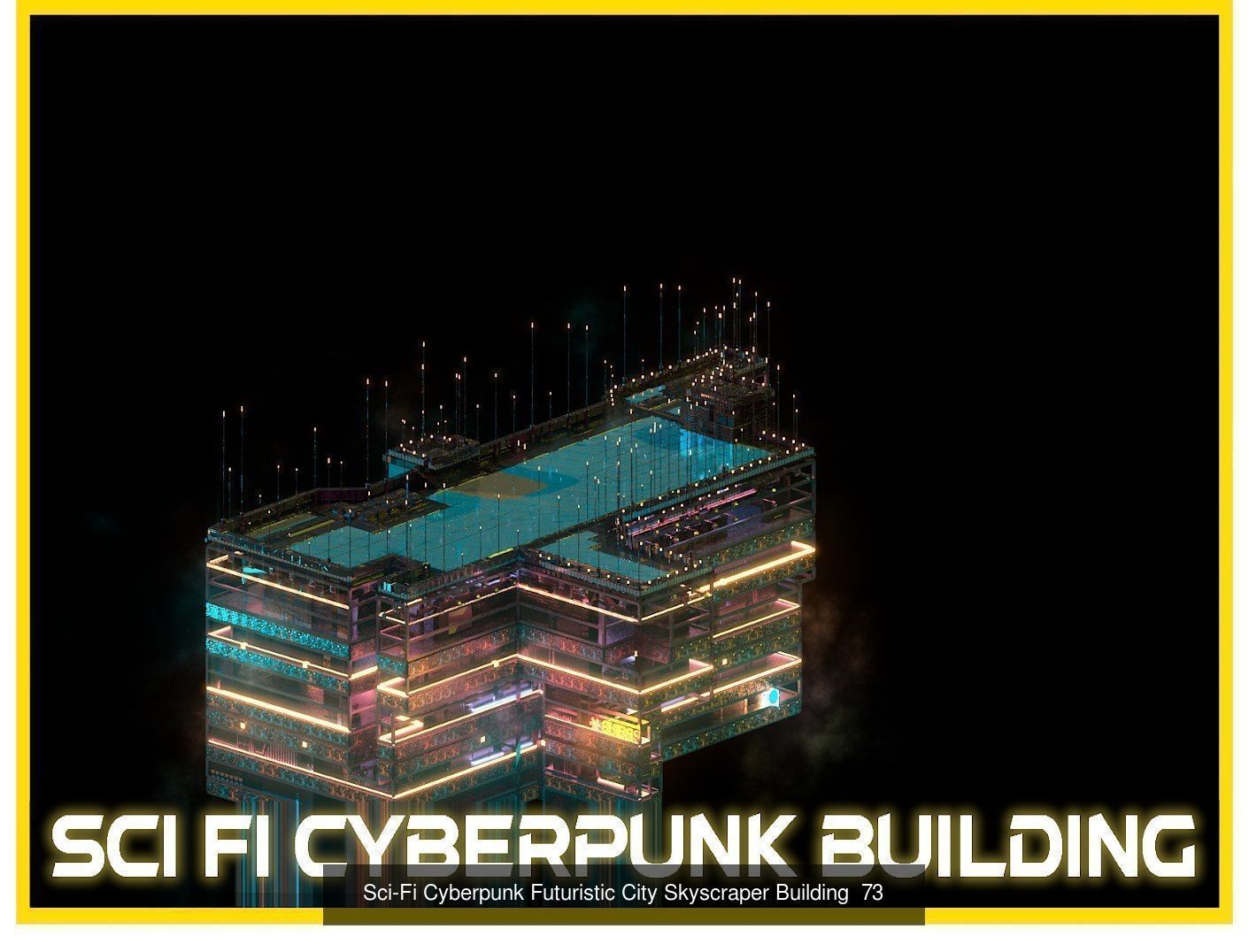 80 Unique Sci-Fi Cyberpunk City Skyscraper Building Pack Bundle 3D Model Collection_21