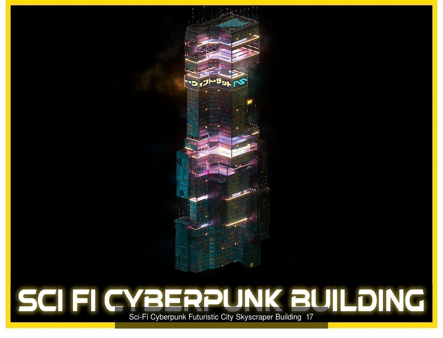80 Unique Sci-Fi Cyberpunk City Skyscraper Building Pack Bundle 3D Model Collection_77