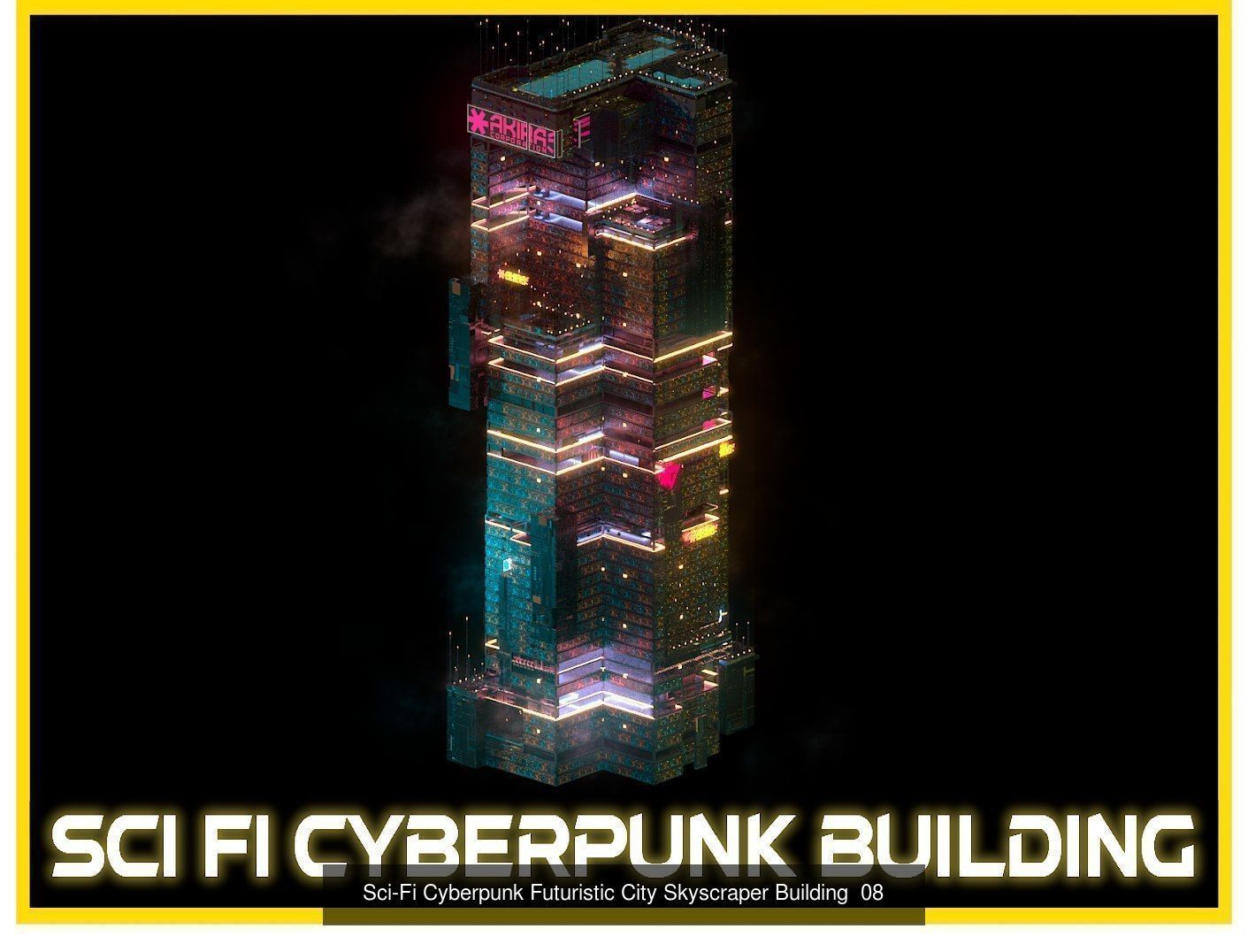 80 Unique Sci-Fi Cyberpunk City Skyscraper Building Pack Bundle 3D Model Collection_86