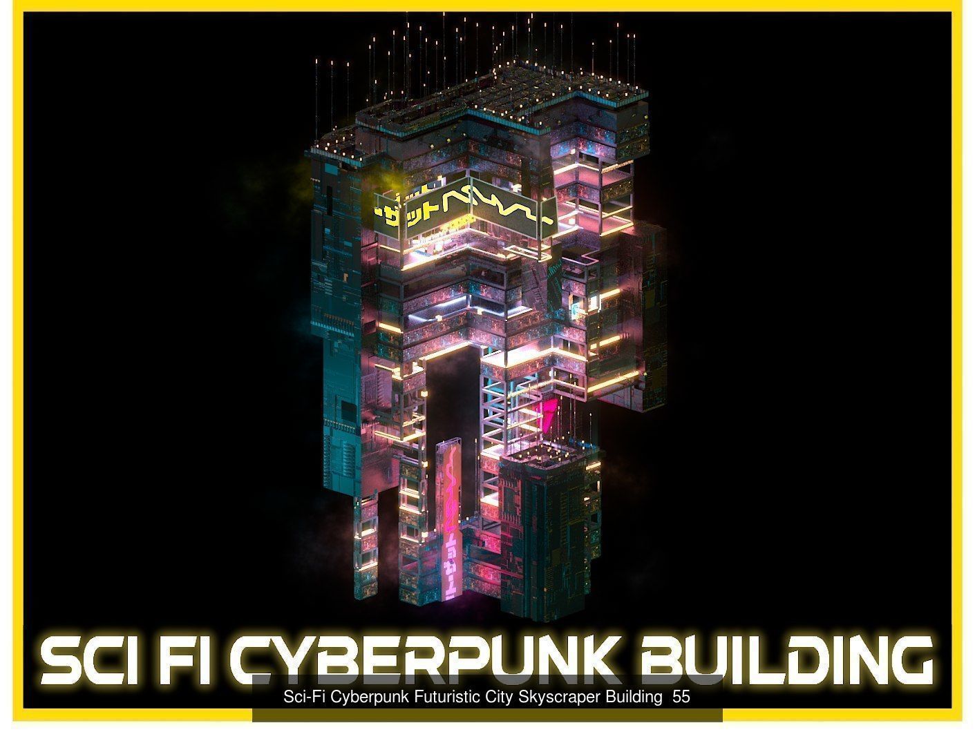80 Unique Sci-Fi Cyberpunk City Skyscraper Building Pack Bundle 3D Model Collection_39