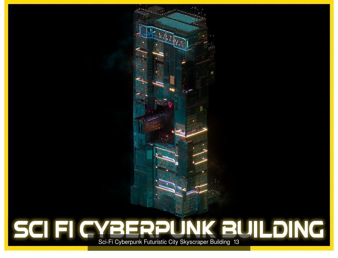 80 Unique Sci-Fi Cyberpunk City Skyscraper Building Pack Bundle 3D Model Collection_81