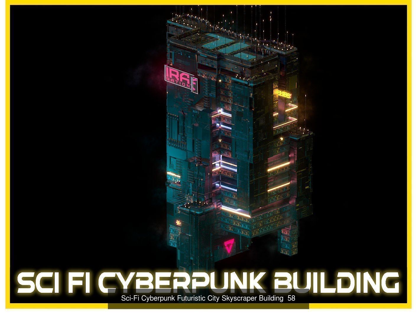 80 Unique Sci-Fi Cyberpunk City Skyscraper Building Pack Bundle 3D Model Collection_36
