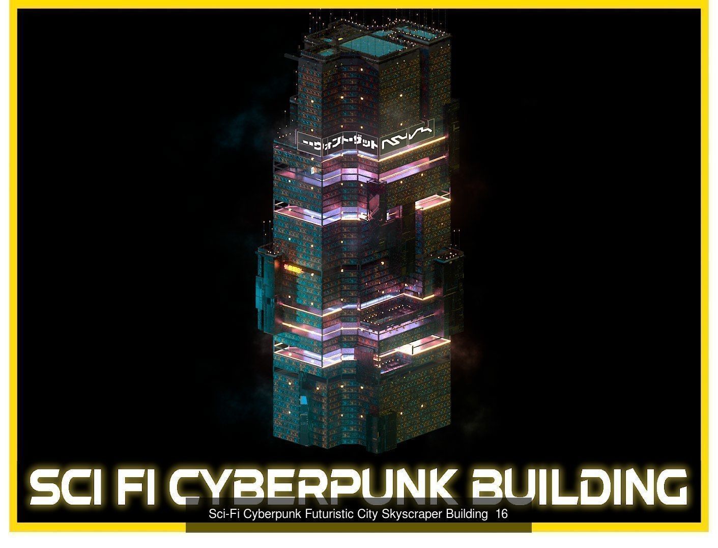 80 Unique Sci-Fi Cyberpunk City Skyscraper Building Pack Bundle 3D Model Collection_78