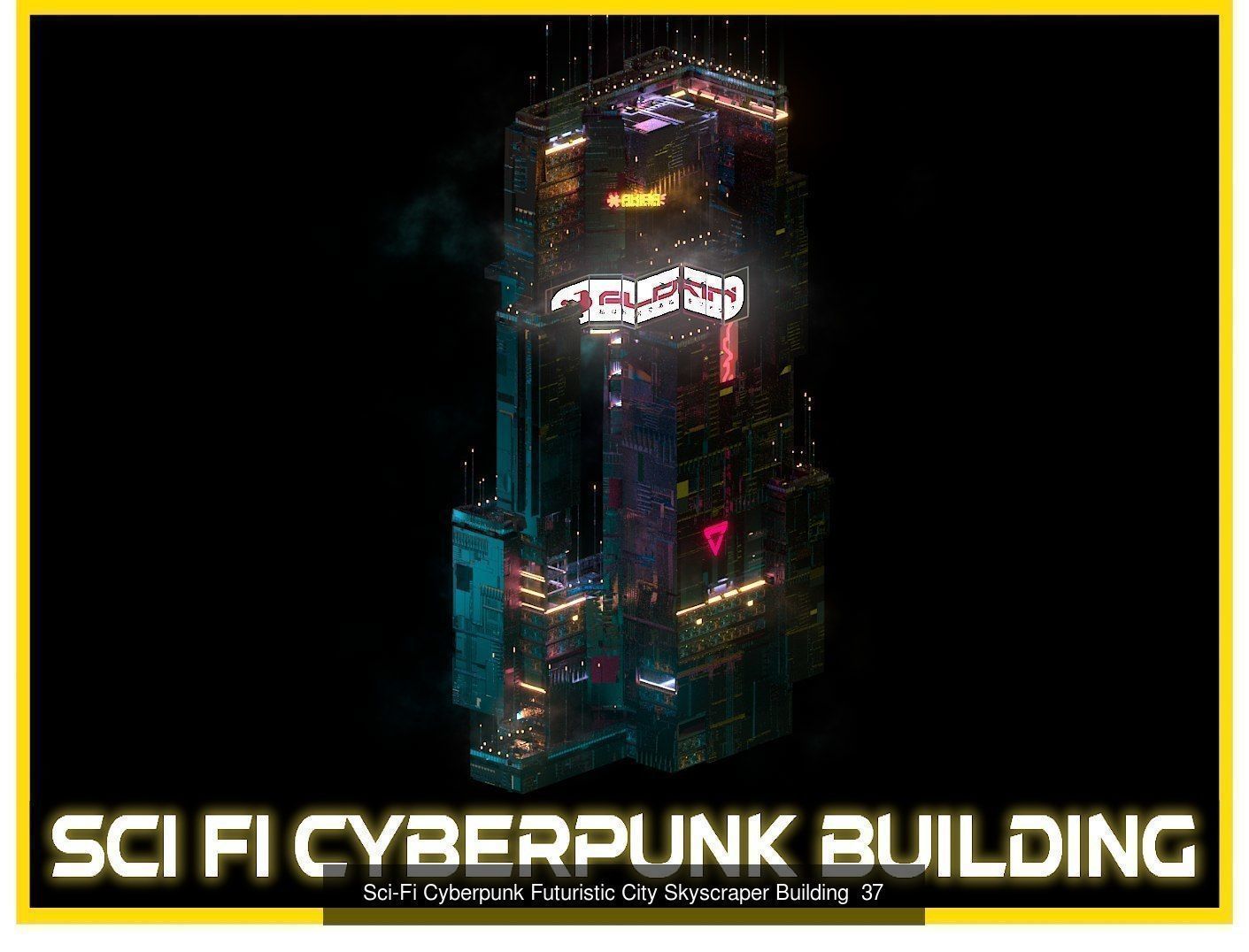 80 Unique Sci-Fi Cyberpunk City Skyscraper Building Pack Bundle 3D Model Collection_57