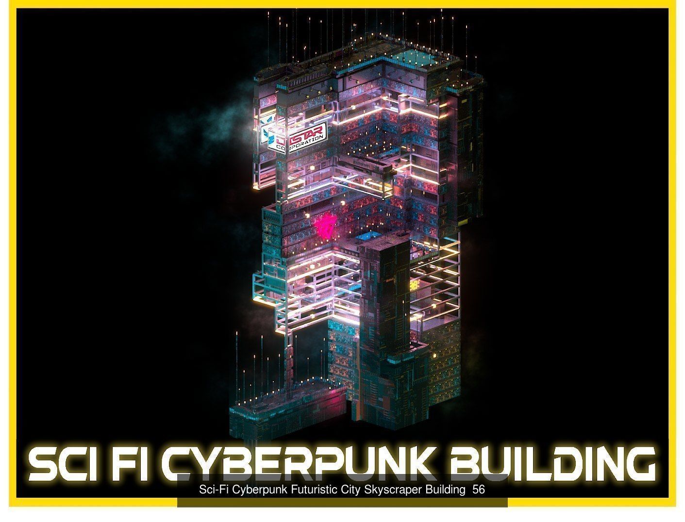 80 Unique Sci-Fi Cyberpunk City Skyscraper Building Pack Bundle 3D Model Collection_38