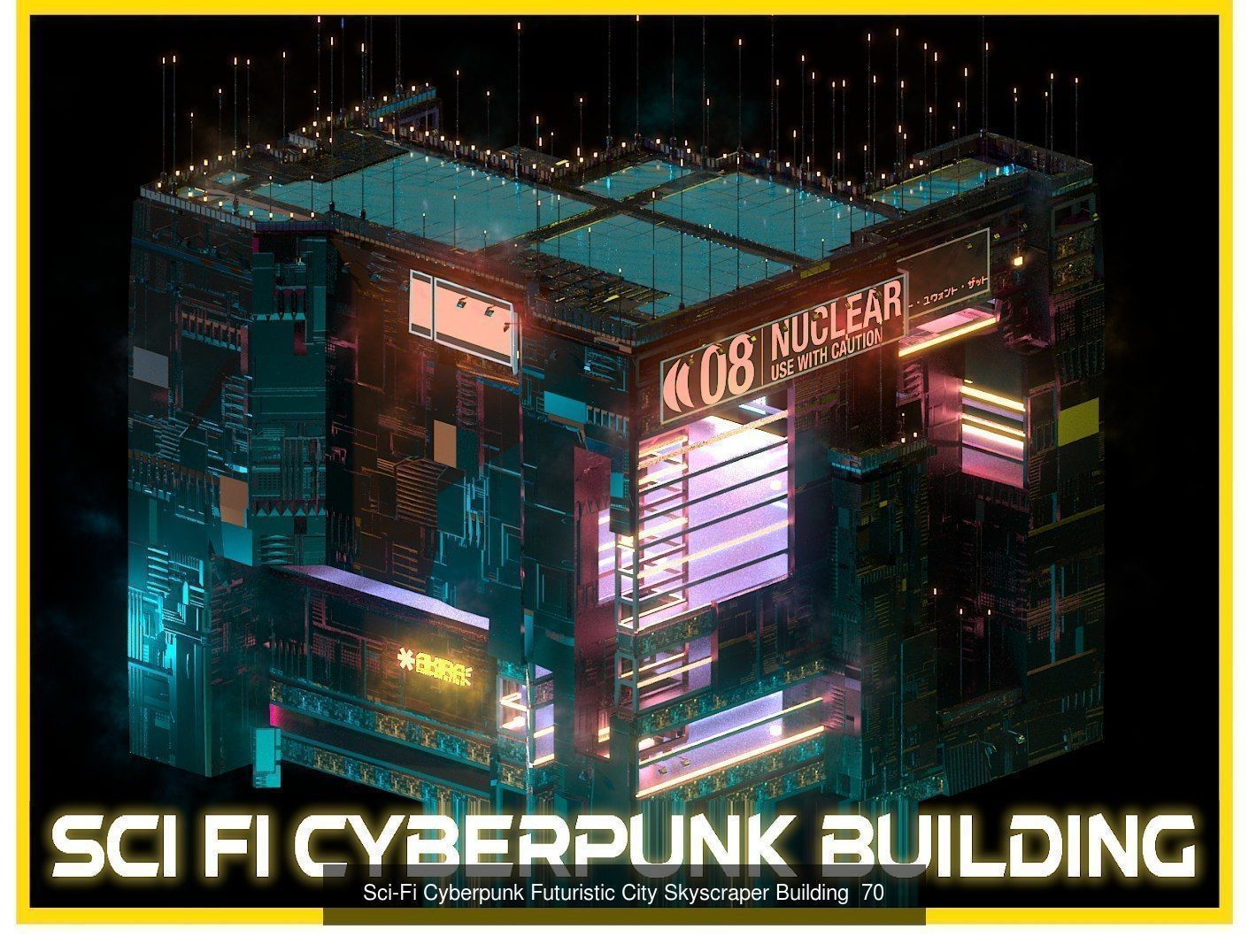 80 Unique Sci-Fi Cyberpunk City Skyscraper Building Pack Bundle 3D Model Collection_24