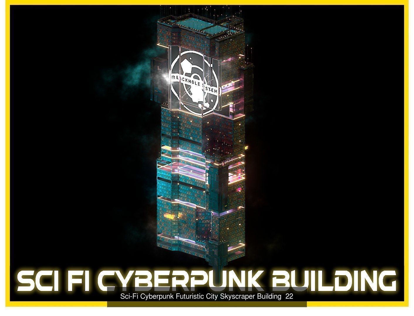 80 Unique Sci-Fi Cyberpunk City Skyscraper Building Pack Bundle 3D Model Collection_72