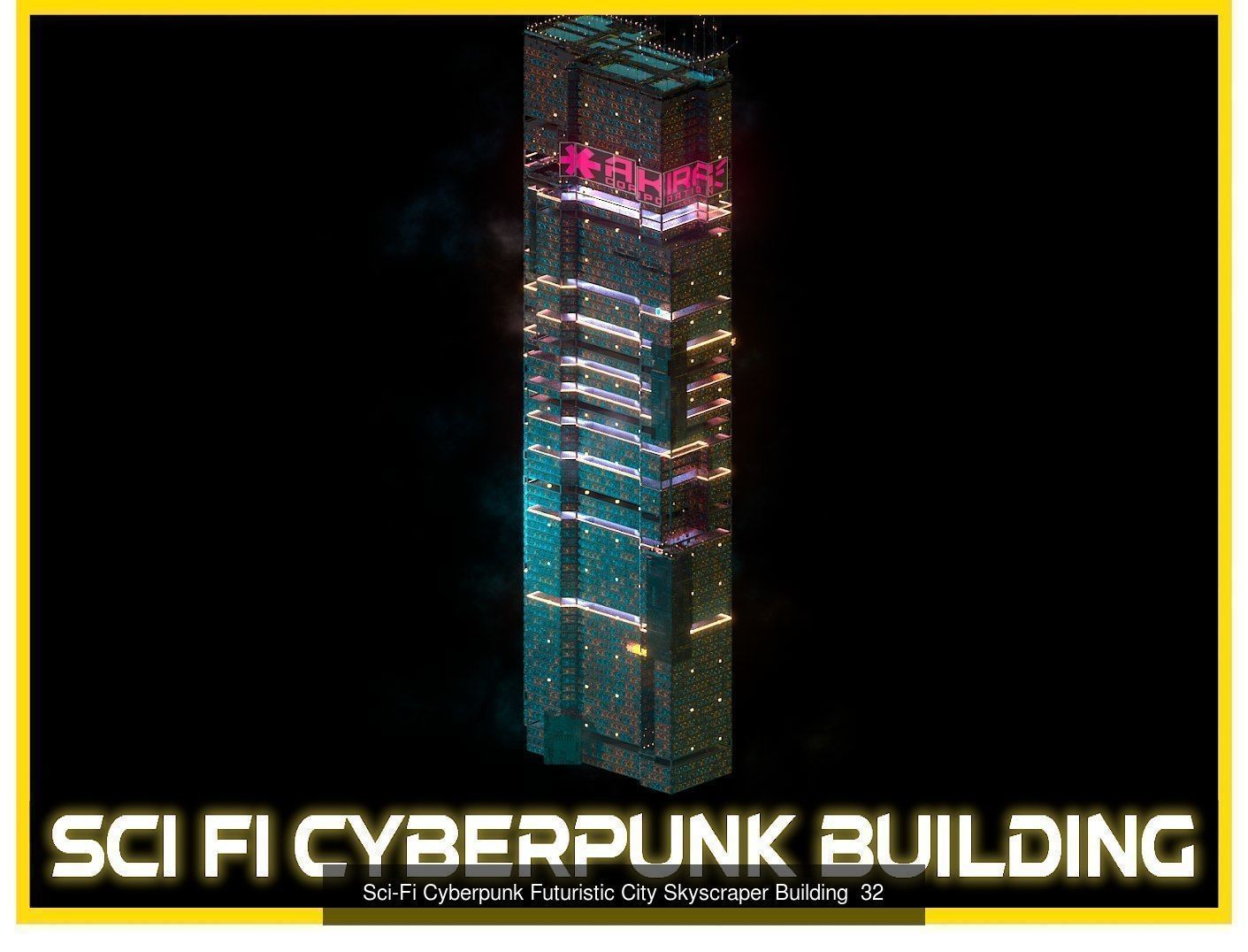 80 Unique Sci-Fi Cyberpunk City Skyscraper Building Pack Bundle 3D Model Collection_62