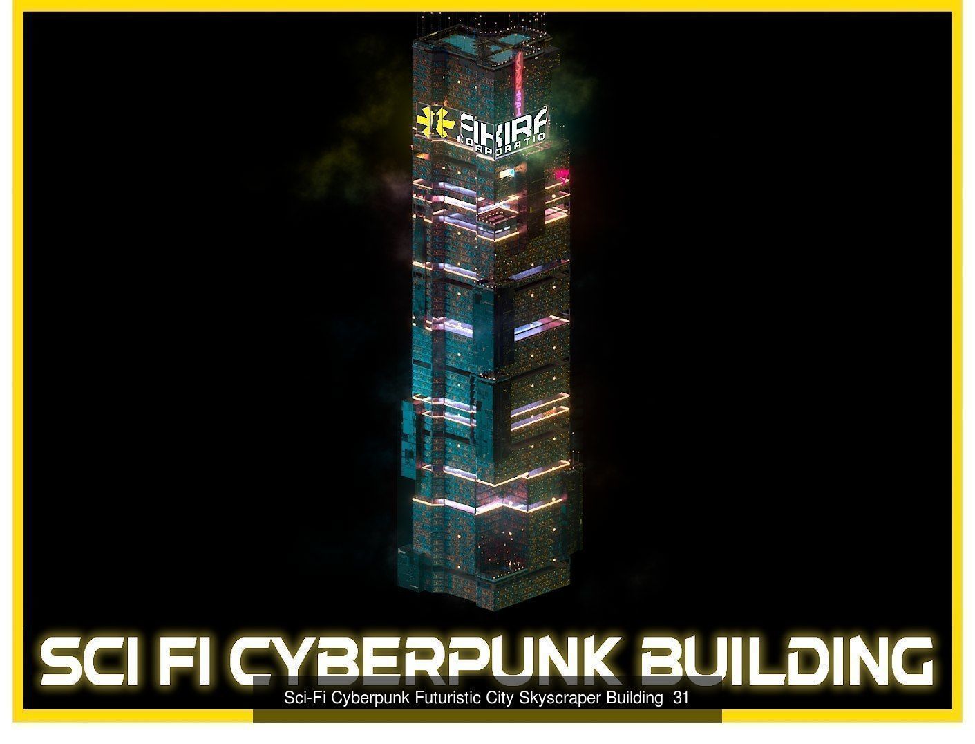 80 Unique Sci-Fi Cyberpunk City Skyscraper Building Pack Bundle 3D Model Collection_63