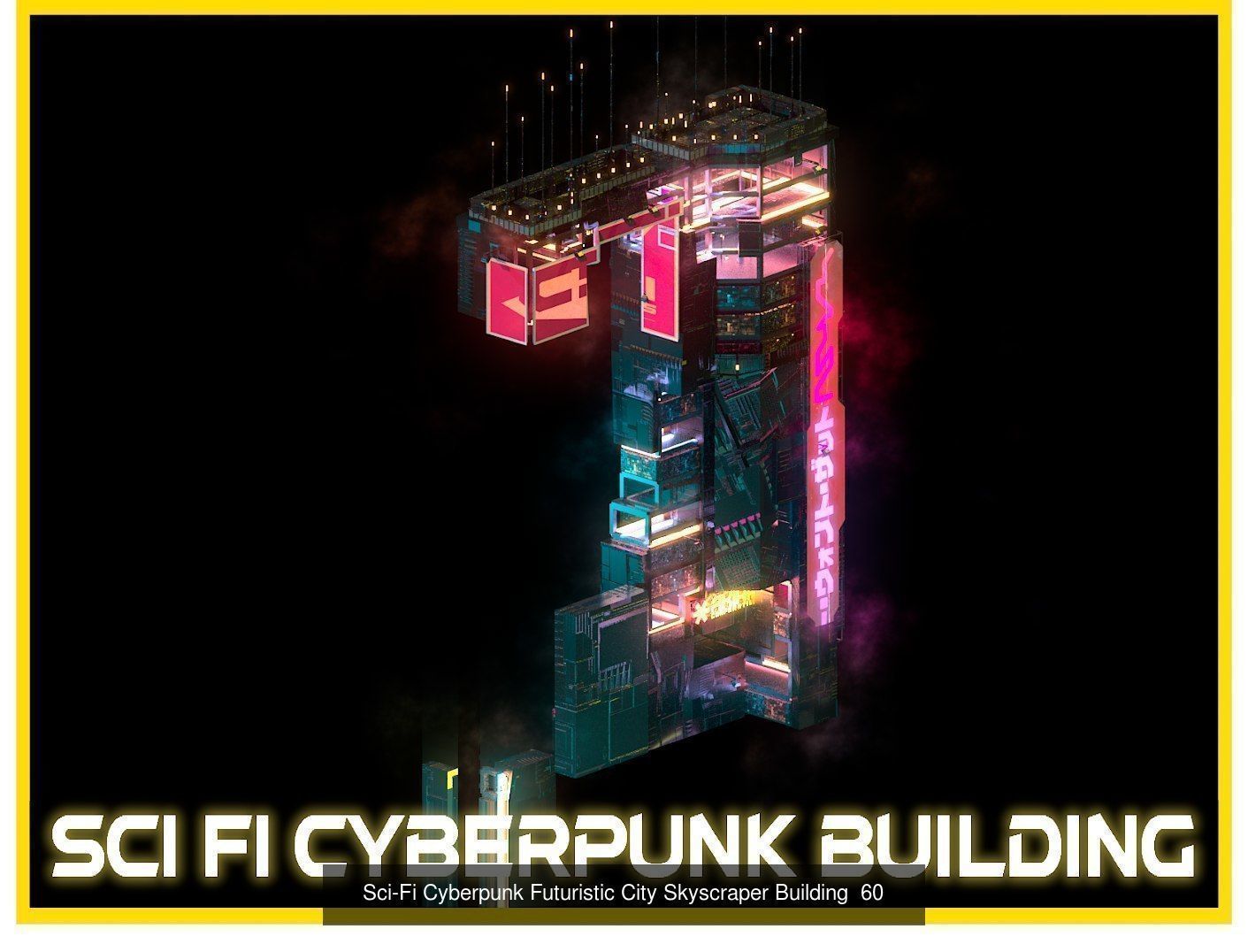 80 Unique Sci-Fi Cyberpunk City Skyscraper Building Pack Bundle 3D Model Collection_34