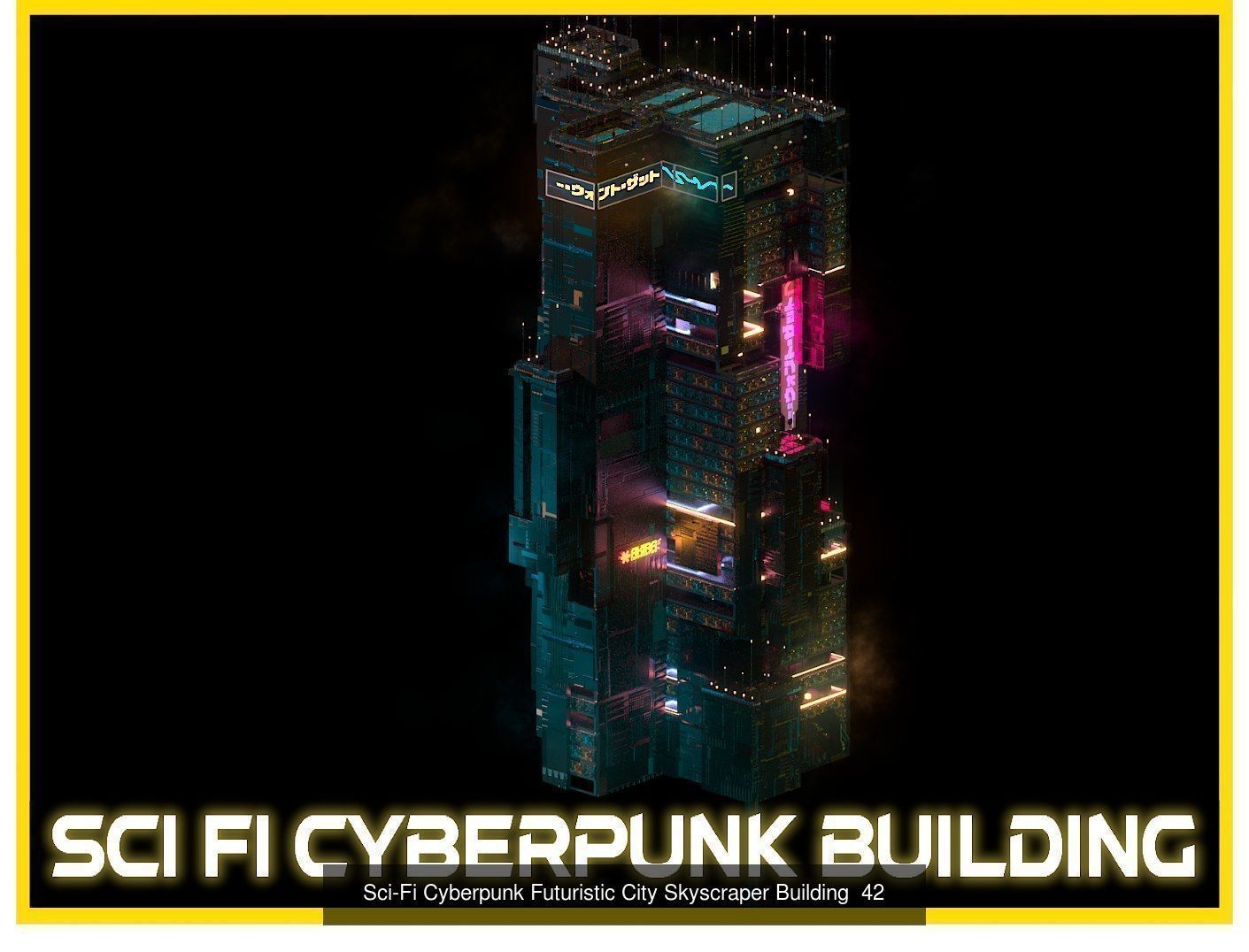 80 Unique Sci-Fi Cyberpunk City Skyscraper Building Pack Bundle 3D Model Collection_52