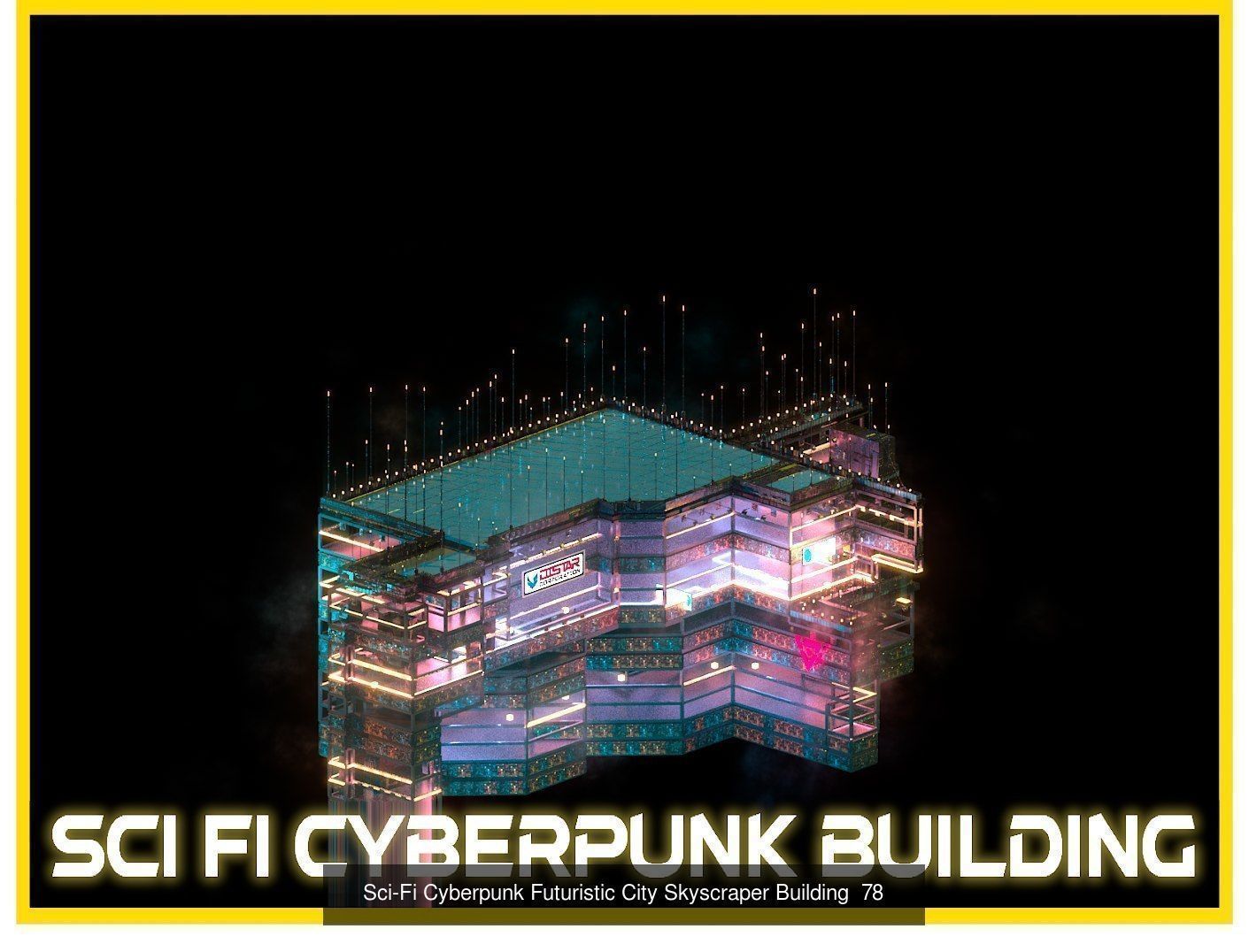 80 Unique Sci-Fi Cyberpunk City Skyscraper Building Pack Bundle 3D Model Collection_16