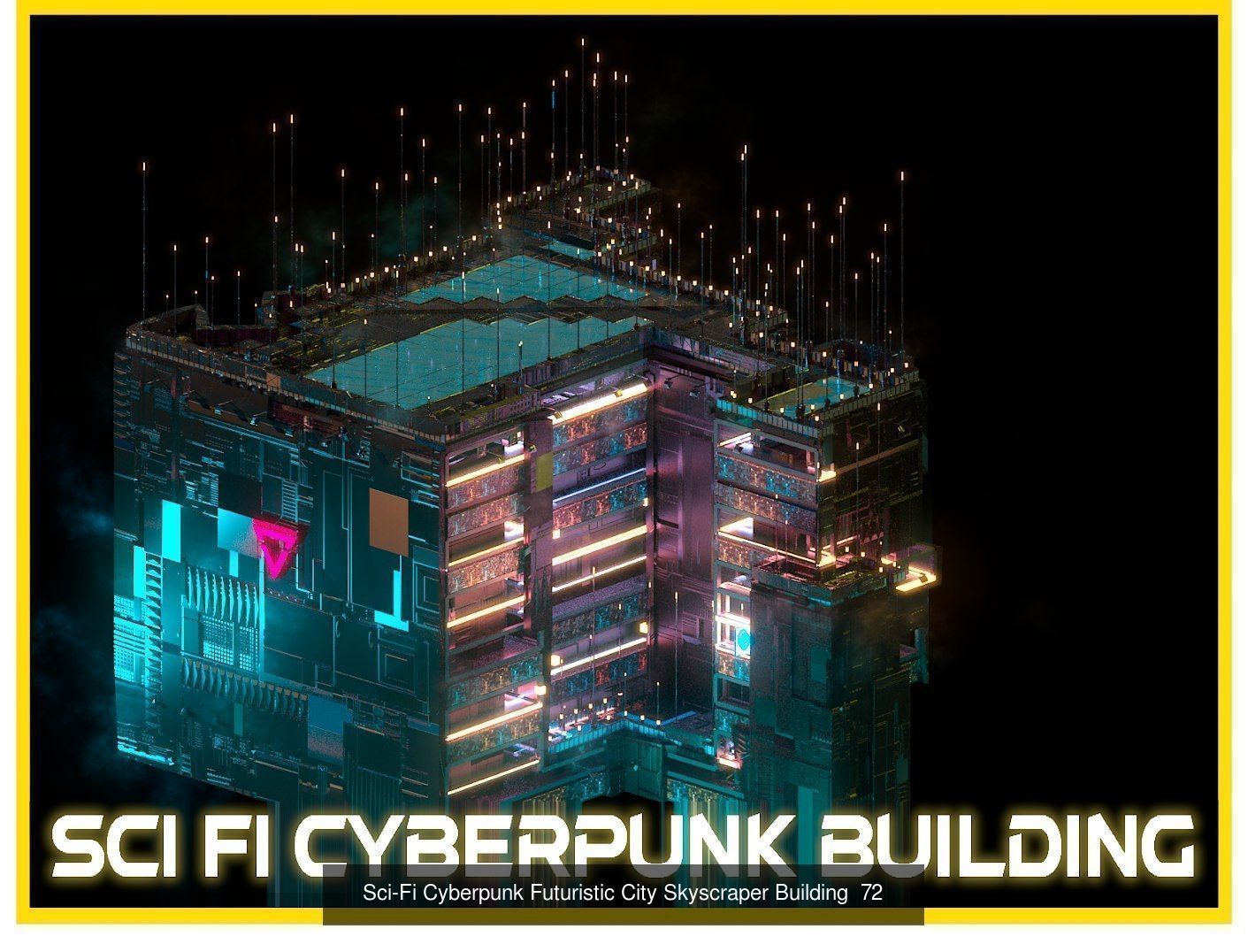 80 Unique Sci-Fi Cyberpunk City Skyscraper Building Pack Bundle 3D Model Collection_22