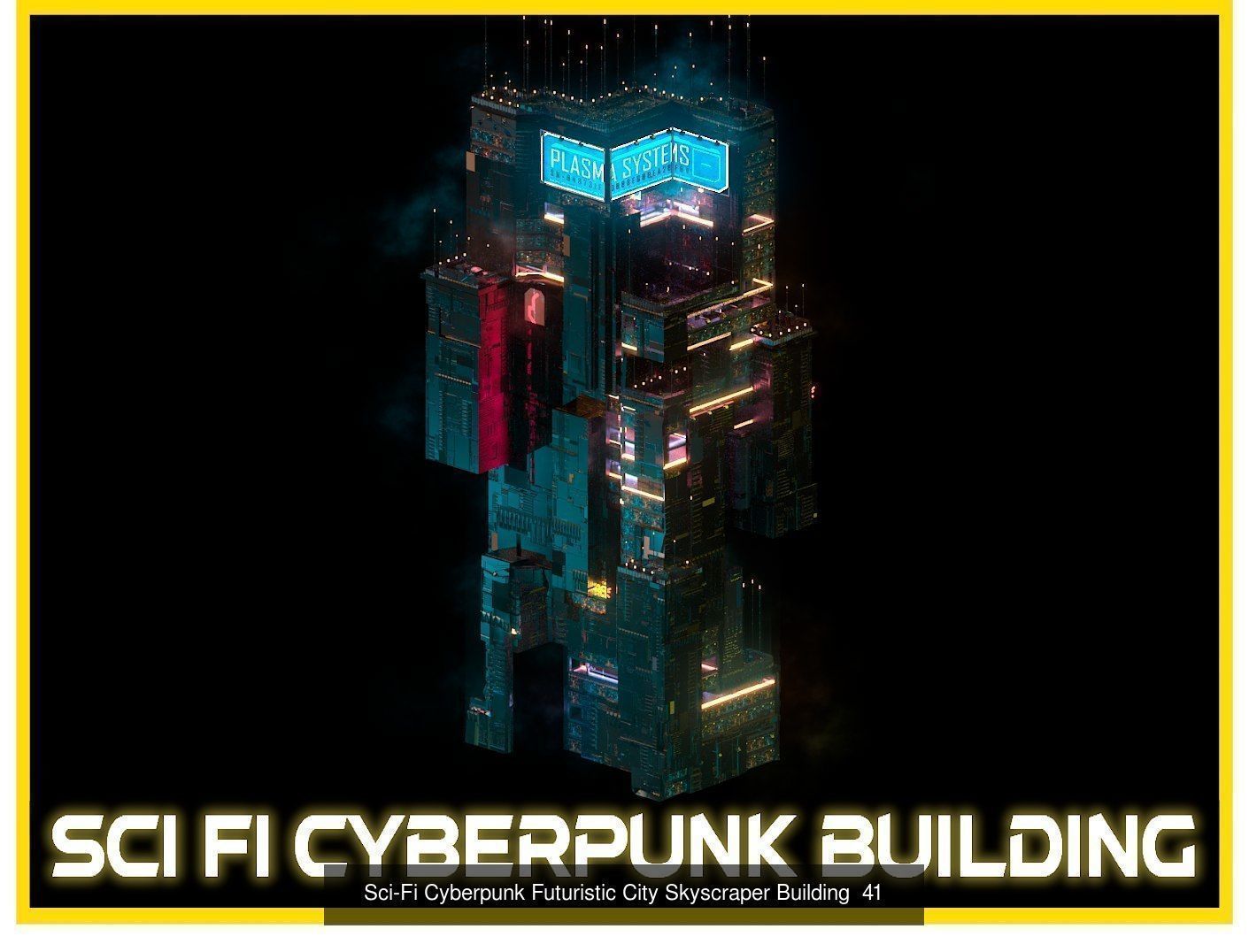 80 Unique Sci-Fi Cyberpunk City Skyscraper Building Pack Bundle 3D Model Collection_53