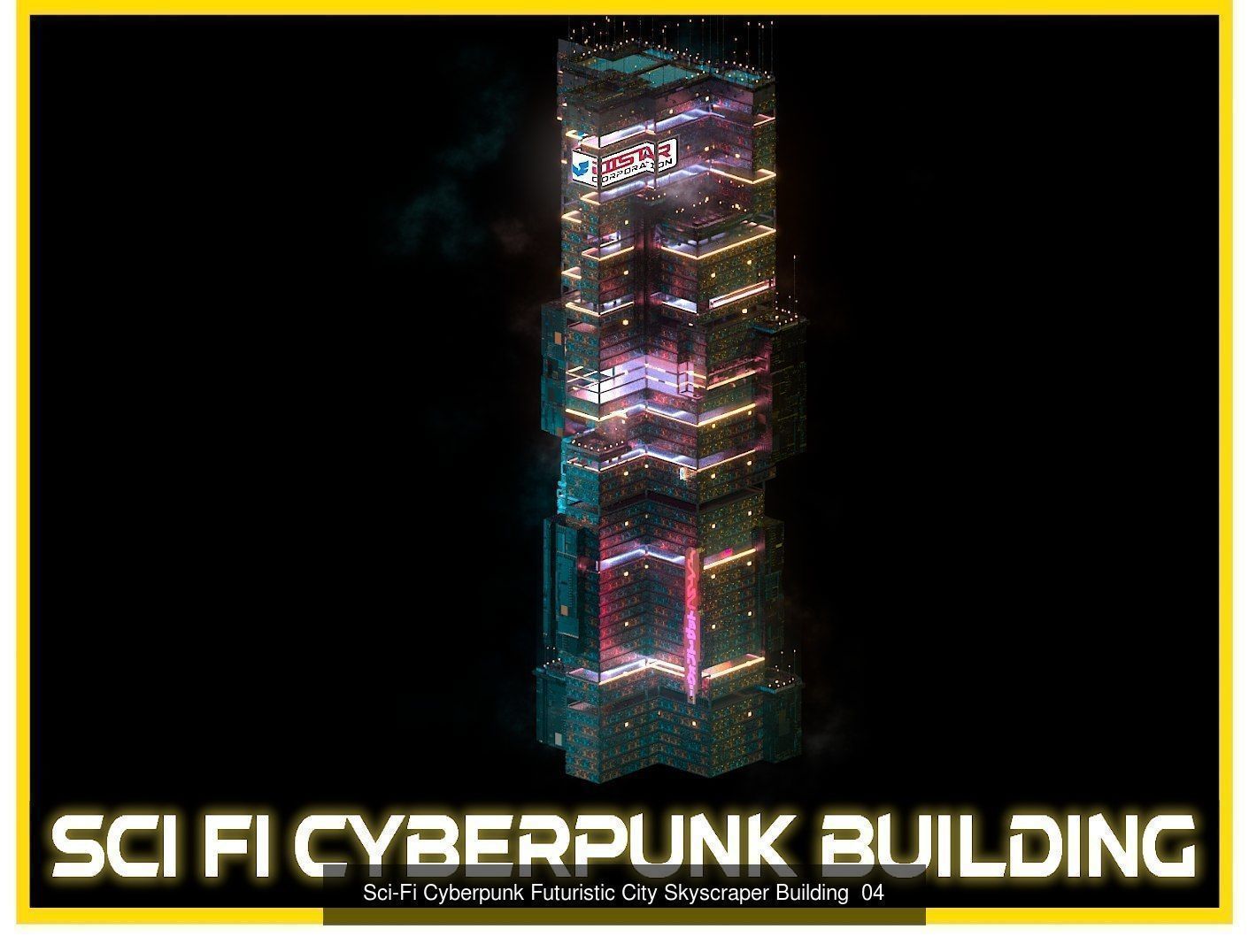 80 Unique Sci-Fi Cyberpunk City Skyscraper Building Pack Bundle 3D Model Collection_90