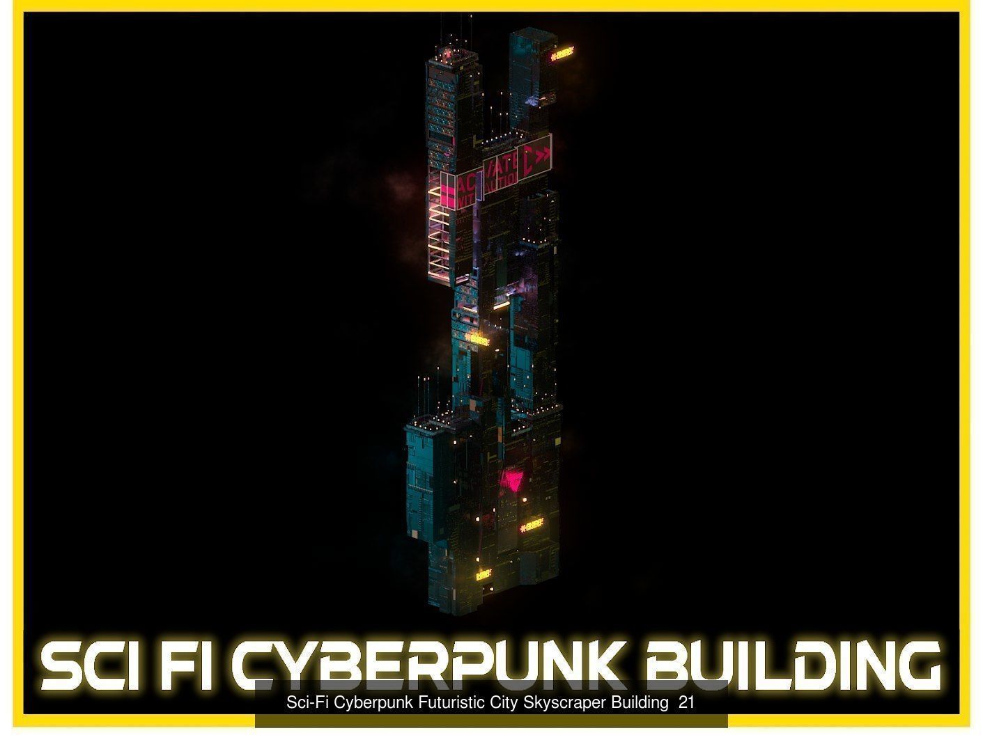 80 Unique Sci-Fi Cyberpunk City Skyscraper Building Pack Bundle 3D Model Collection_73