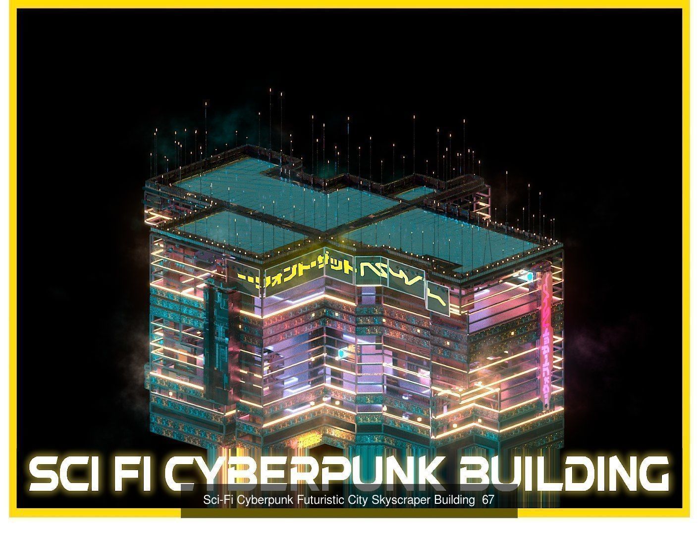 80 Unique Sci-Fi Cyberpunk City Skyscraper Building Pack Bundle 3D Model Collection_27