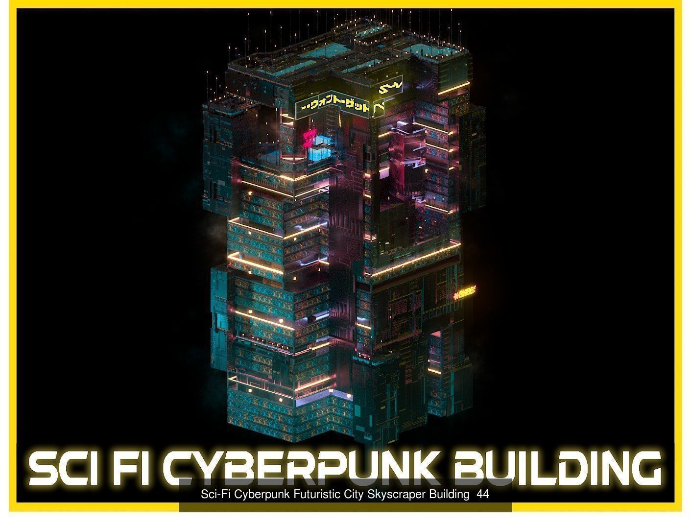 80 Unique Sci-Fi Cyberpunk City Skyscraper Building Pack Bundle 3D Model Collection_50
