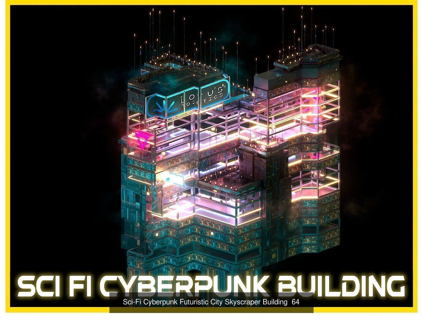 80 Unique Sci-Fi Cyberpunk City Skyscraper Building Pack Bundle 3D Model Collection_30