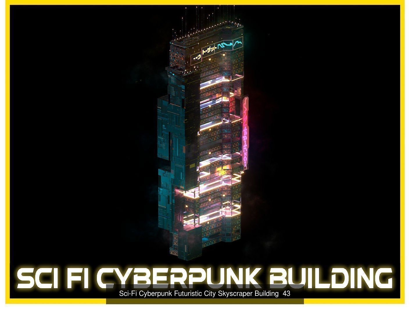 80 Unique Sci-Fi Cyberpunk City Skyscraper Building Pack Bundle 3D Model Collection_51