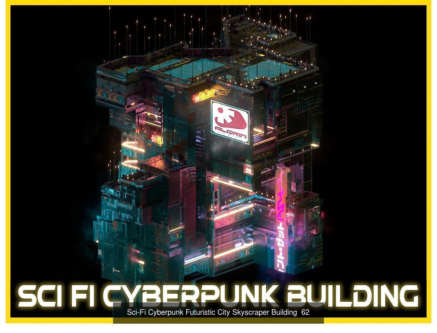 80 Unique Sci-Fi Cyberpunk City Skyscraper Building Pack Bundle 3D Model Collection_32