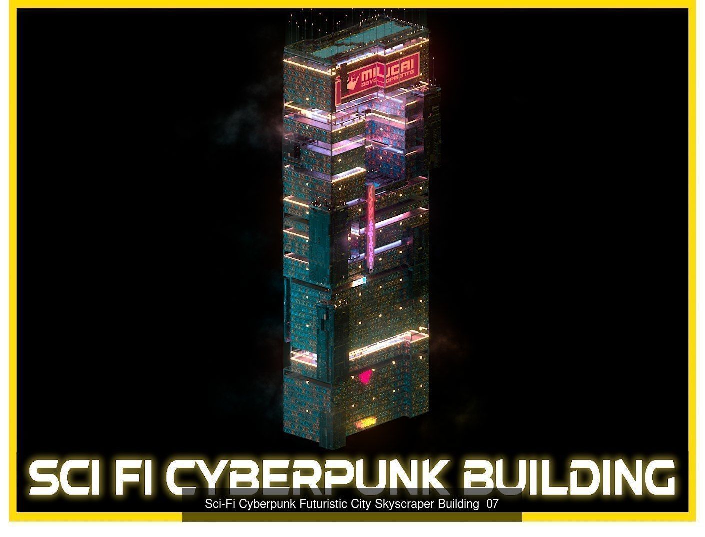 80 Unique Sci-Fi Cyberpunk City Skyscraper Building Pack Bundle 3D Model Collection_87
