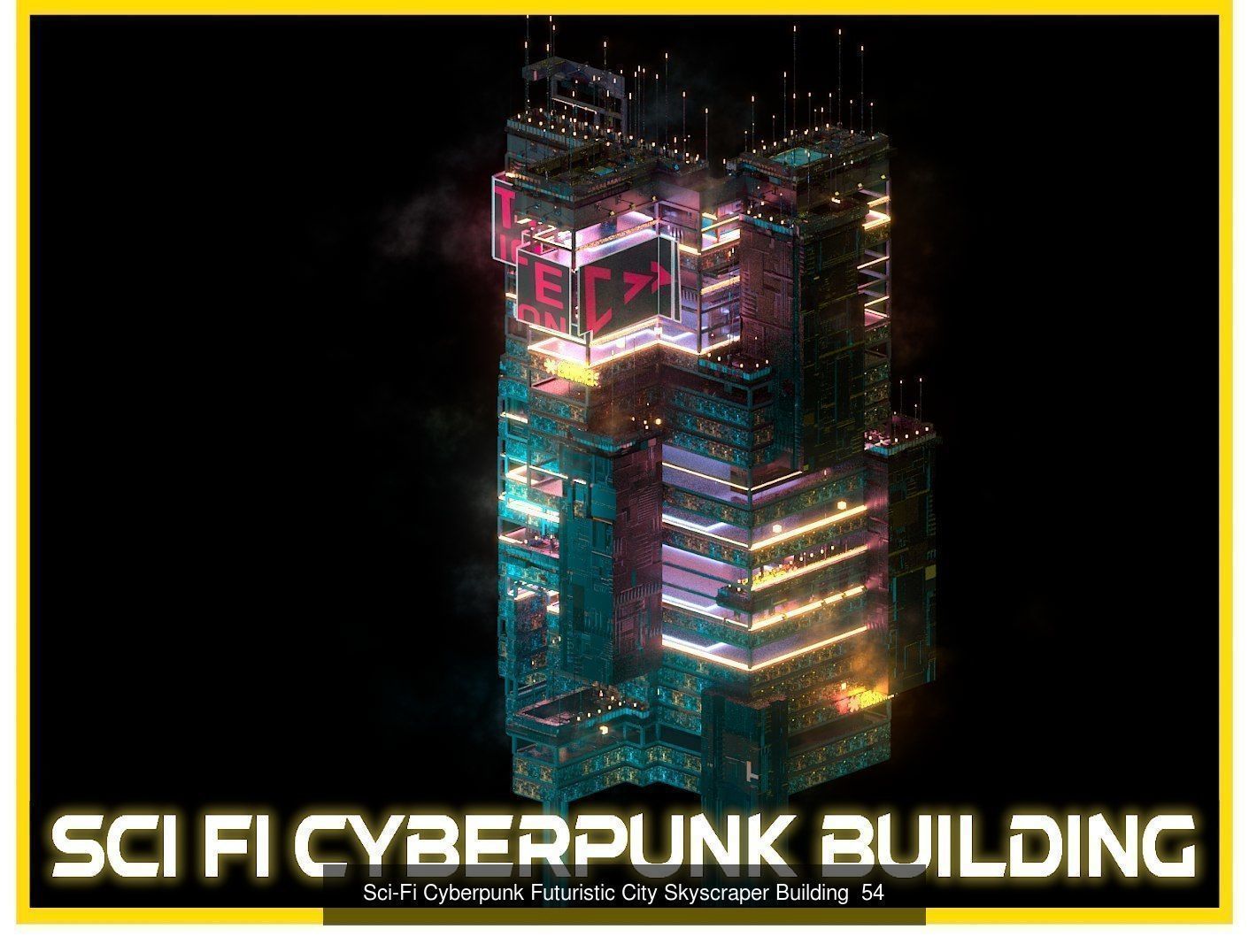 80 Unique Sci-Fi Cyberpunk City Skyscraper Building Pack Bundle 3D Model Collection_40