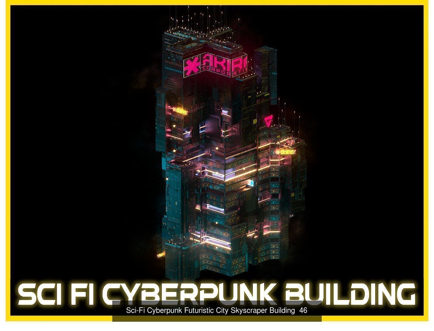 80 Unique Sci-Fi Cyberpunk City Skyscraper Building Pack Bundle 3D Model Collection_48