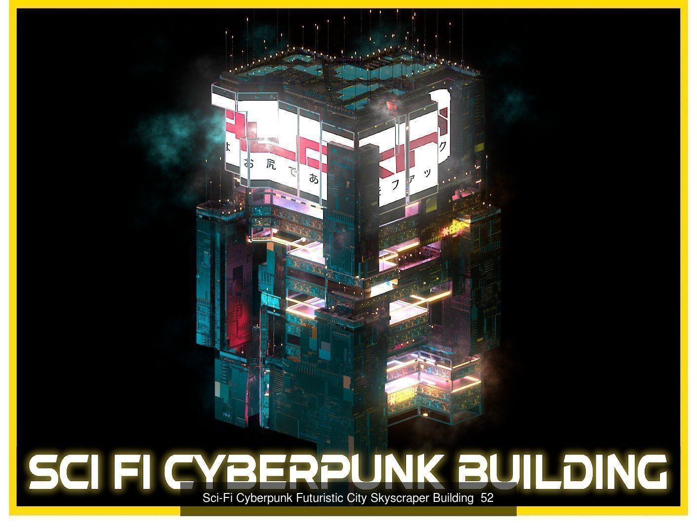 80 Unique Sci-Fi Cyberpunk City Skyscraper Building Pack Bundle 3D Model Collection_42