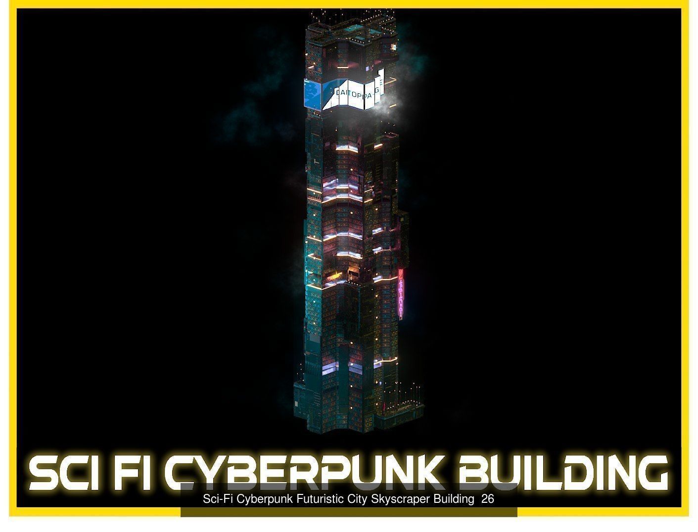 80 Unique Sci-Fi Cyberpunk City Skyscraper Building Pack Bundle 3D Model Collection_68