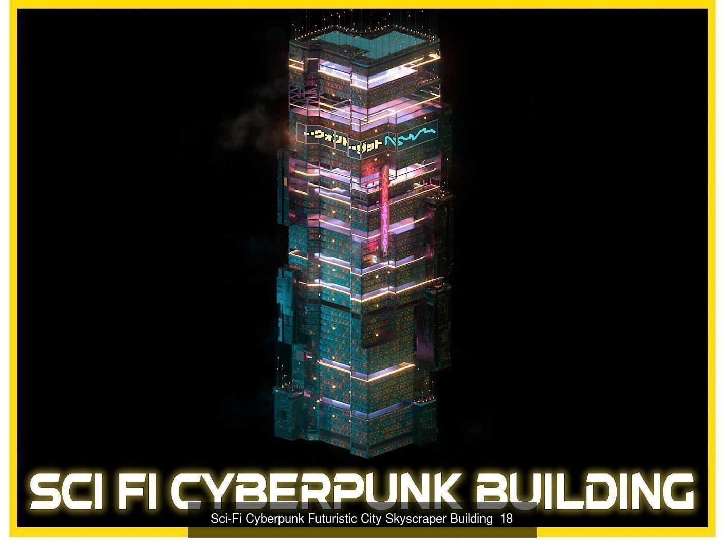 80 Unique Sci-Fi Cyberpunk City Skyscraper Building Pack Bundle 3D Model Collection_76