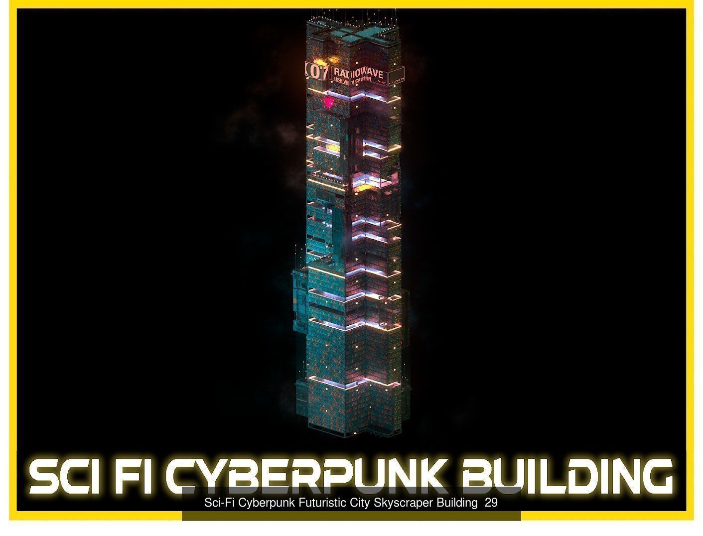 80 Unique Sci-Fi Cyberpunk City Skyscraper Building Pack Bundle 3D Model Collection_65