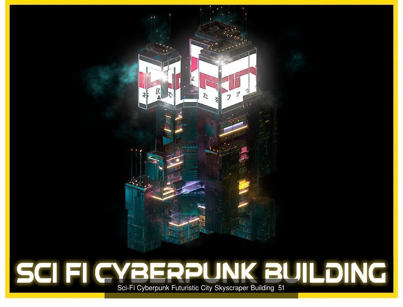 80 Unique Sci-Fi Cyberpunk City Skyscraper Building Pack Bundle 3D Model Collection_43