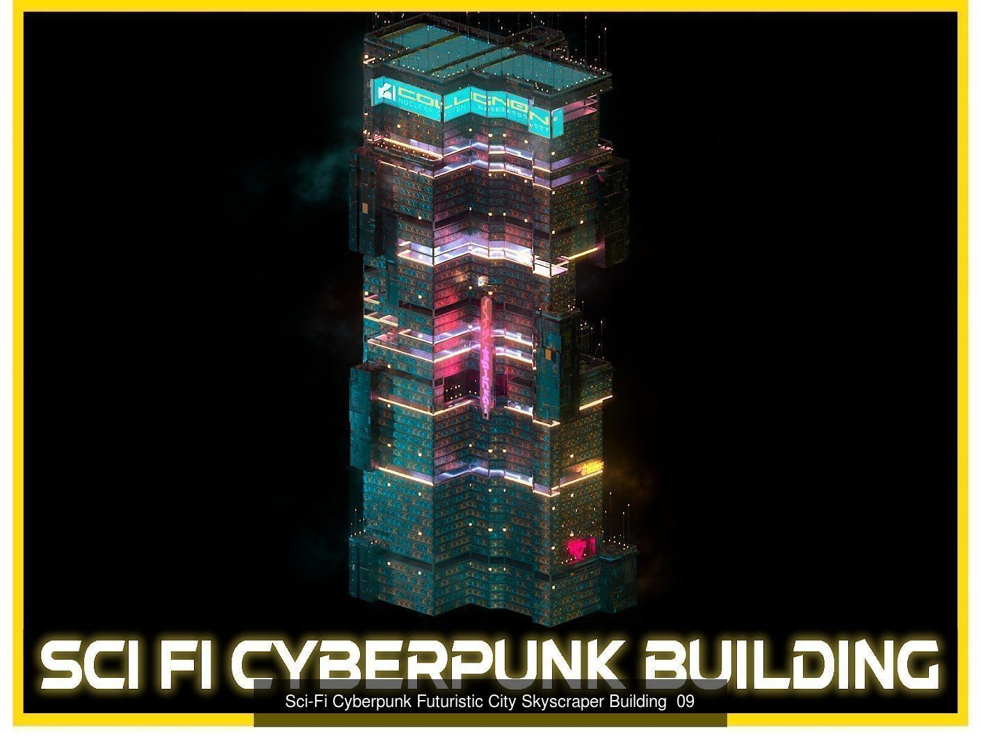 80 Unique Sci-Fi Cyberpunk City Skyscraper Building Pack Bundle 3D Model Collection_85
