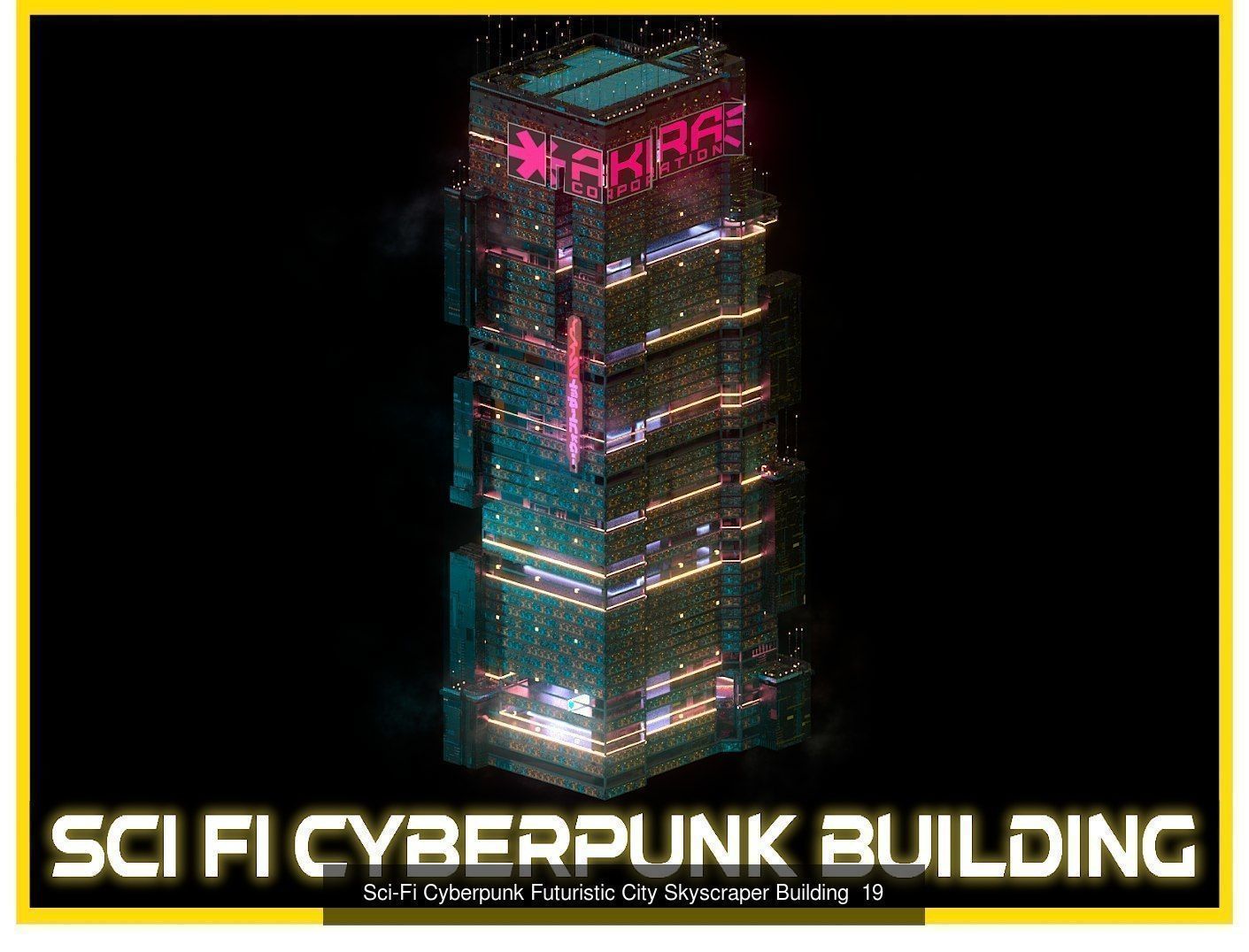 80 Unique Sci-Fi Cyberpunk City Skyscraper Building Pack Bundle 3D Model Collection_75