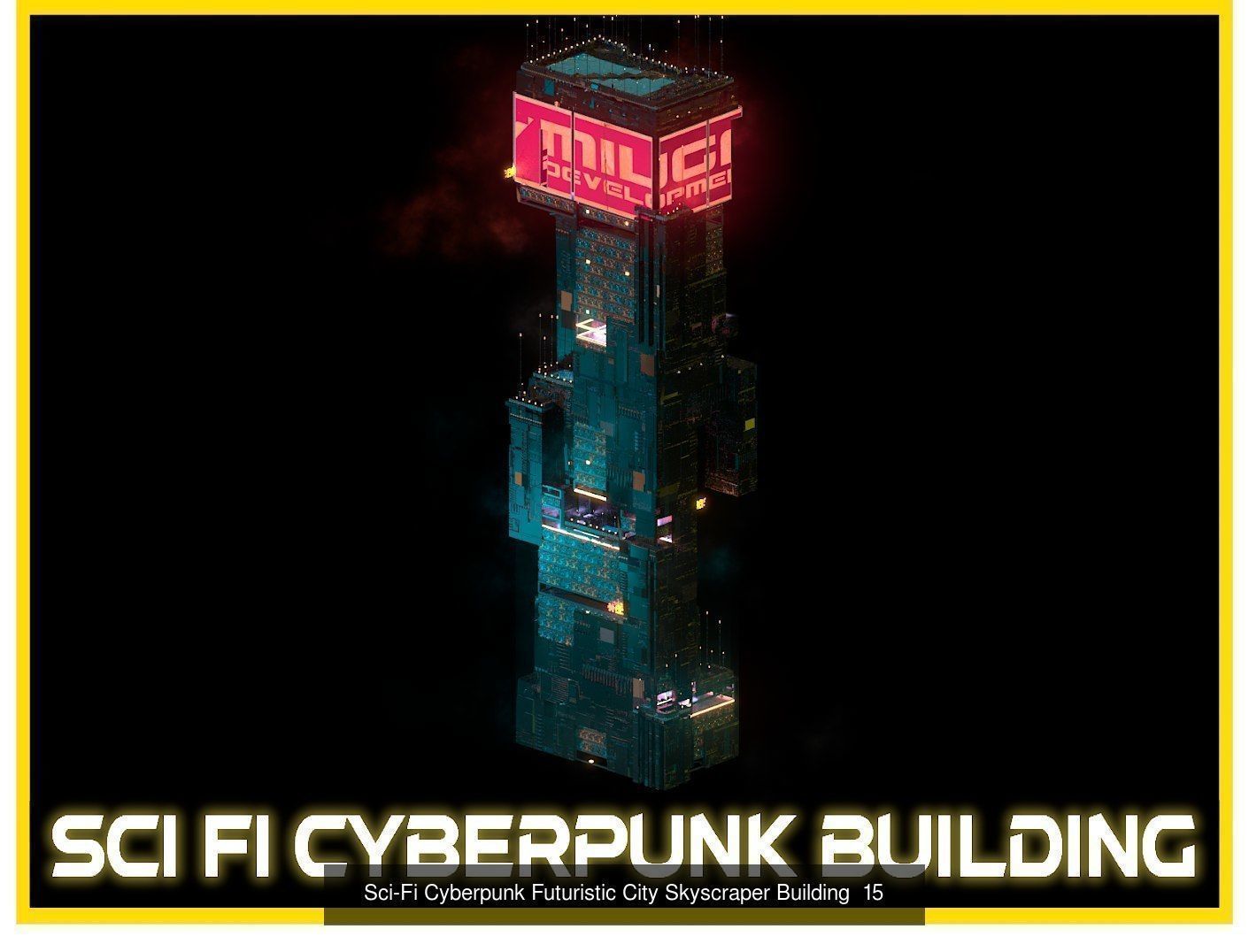 80 Unique Sci-Fi Cyberpunk City Skyscraper Building Pack Bundle 3D Model Collection_79