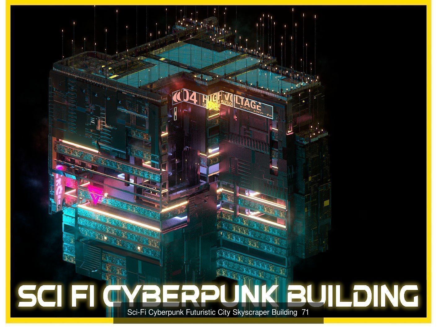 80 Unique Sci-Fi Cyberpunk City Skyscraper Building Pack Bundle 3D Model Collection_23