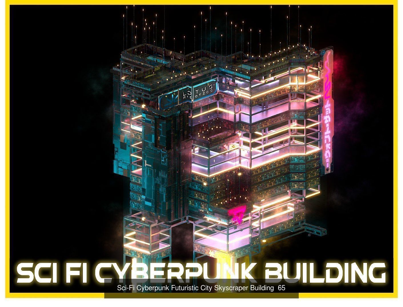 80 Unique Sci-Fi Cyberpunk City Skyscraper Building Pack Bundle 3D Model Collection_29